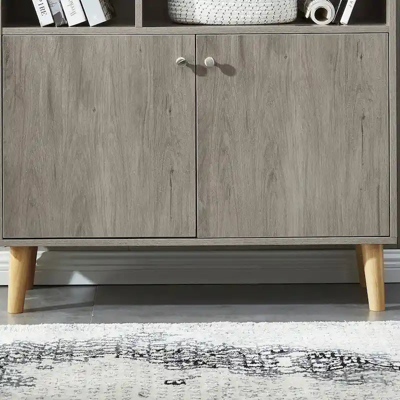 Librero de MDF con puertas y estantes abiertos