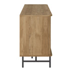 Gebogen dressoirbuffet met schuifdeuren in lamellenstijl