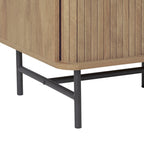 Gebogen dressoirbuffet met schuifdeuren in lamellenstijl