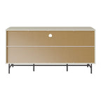 Gebogen dressoirbuffet met schuifdeuren in lamellenstijl