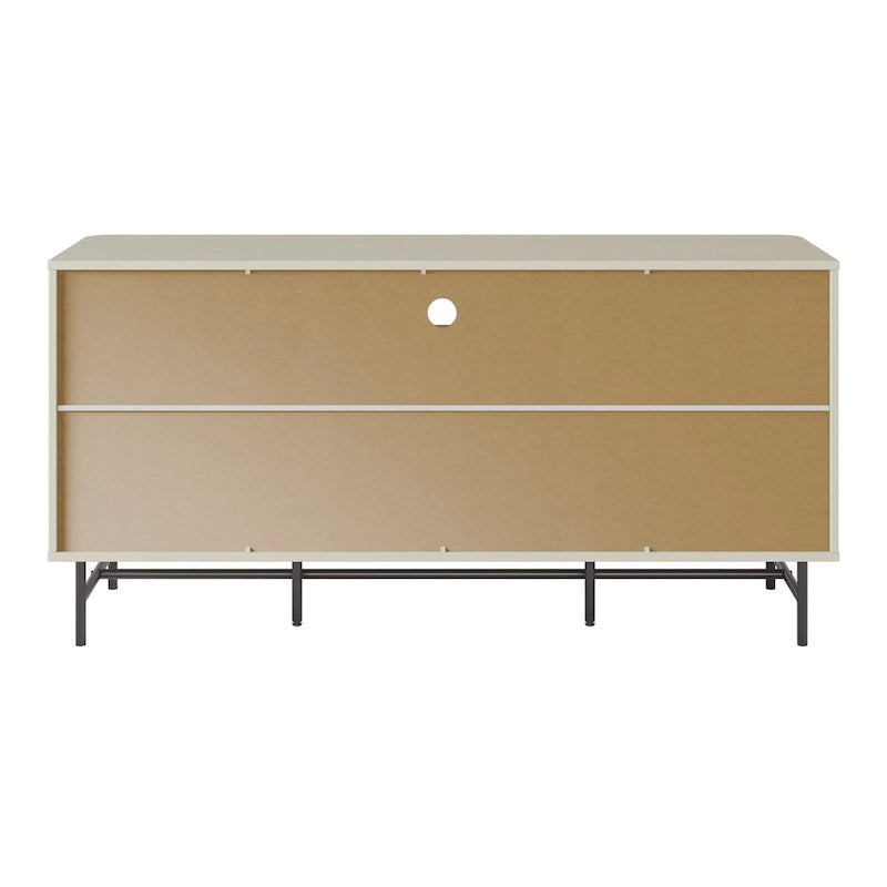 Gebogen dressoirbuffet met schuifdeuren in lamellenstijl