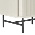 Gebogen dressoirbuffet met schuifdeuren in lamellenstijl