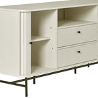 Gebogen dressoirbuffet met schuifdeuren in lamellenstijl