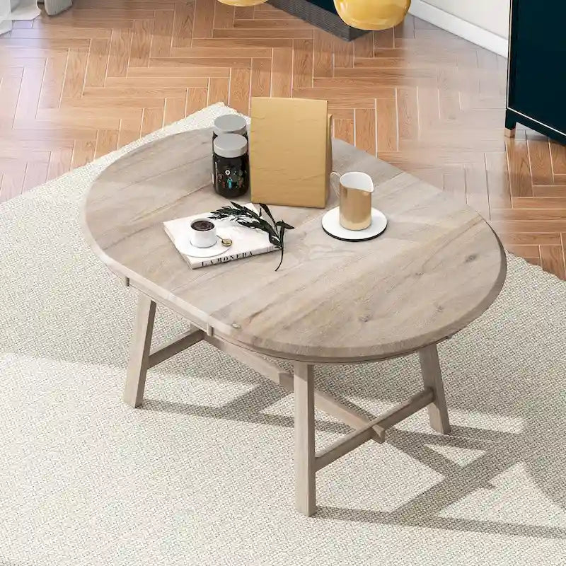 Runder ausziehbarer Retro-Holzesstisch für das Esszimmer