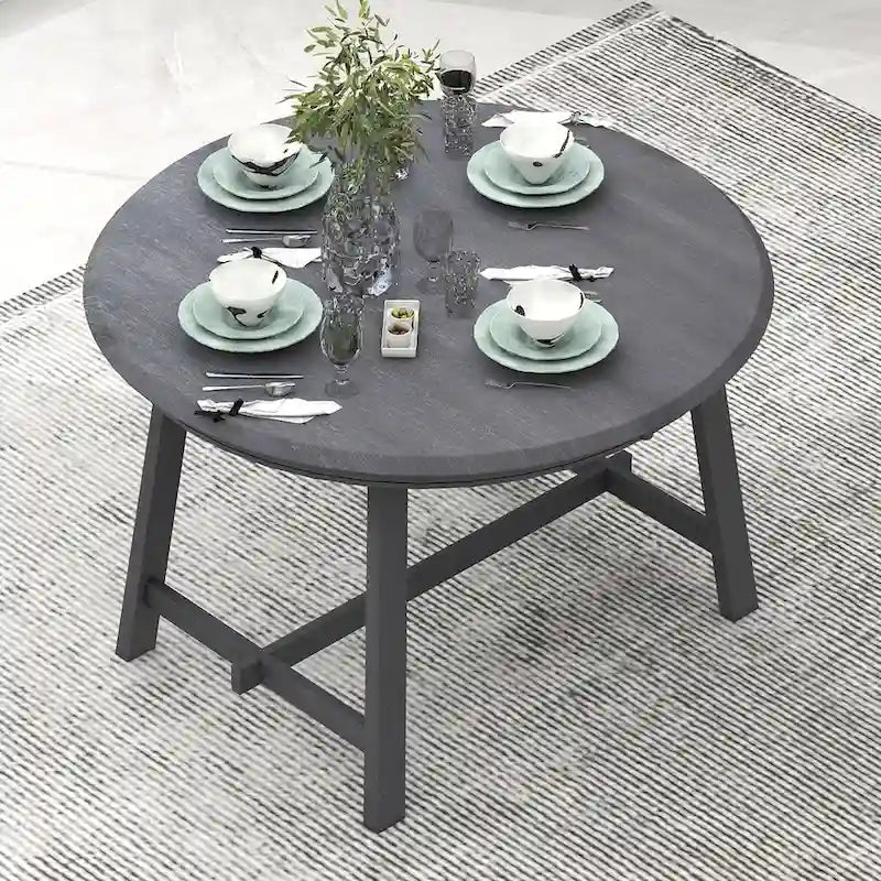 Ronde uitschuifbare retrohouten eettafel voor de eetkamer