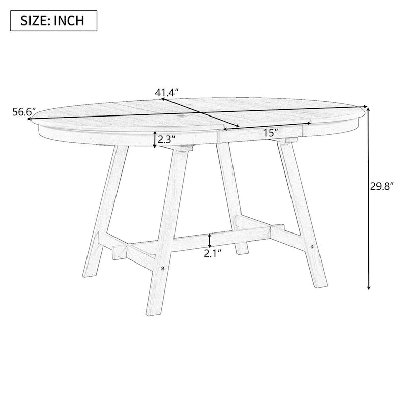 Ronde uitschuifbare retrohouten eettafel voor de eetkamer