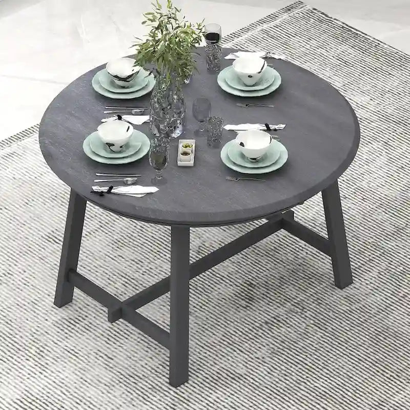 Ronde uitschuifbare retrohouten eettafel voor de eetkamer