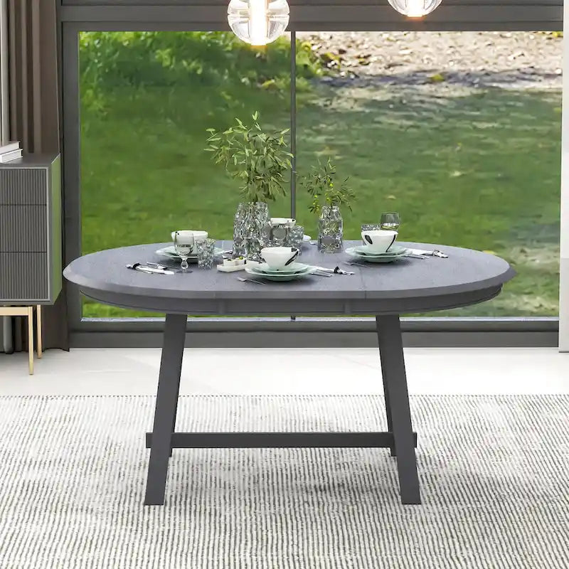 Ronde uitschuifbare retrohouten eettafel voor de eetkamer