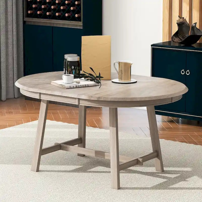 Ronde uitschuifbare retrohouten eettafel voor de eetkamer