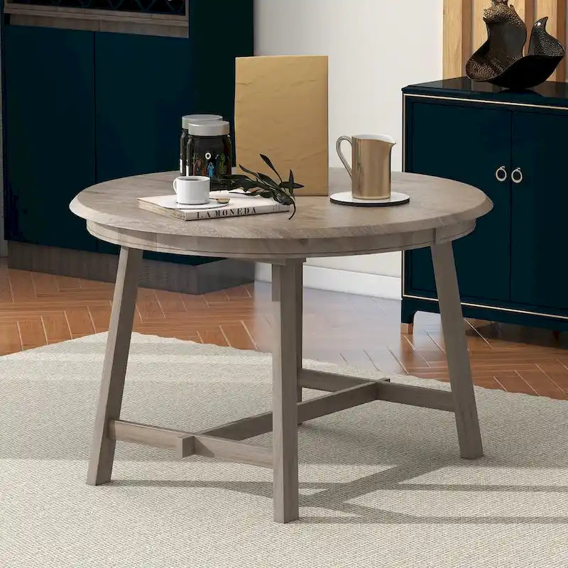 Ronde uitschuifbare retrohouten eettafel voor de eetkamer