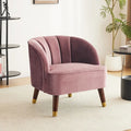 Sillón decorativo tipo barril tapizado con patas de madera