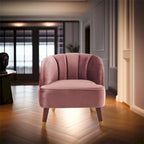 Upholstered Barrel Accent Chair With Wooden Legs