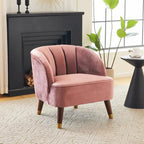 Sillón decorativo tipo barril tapizado con patas de madera