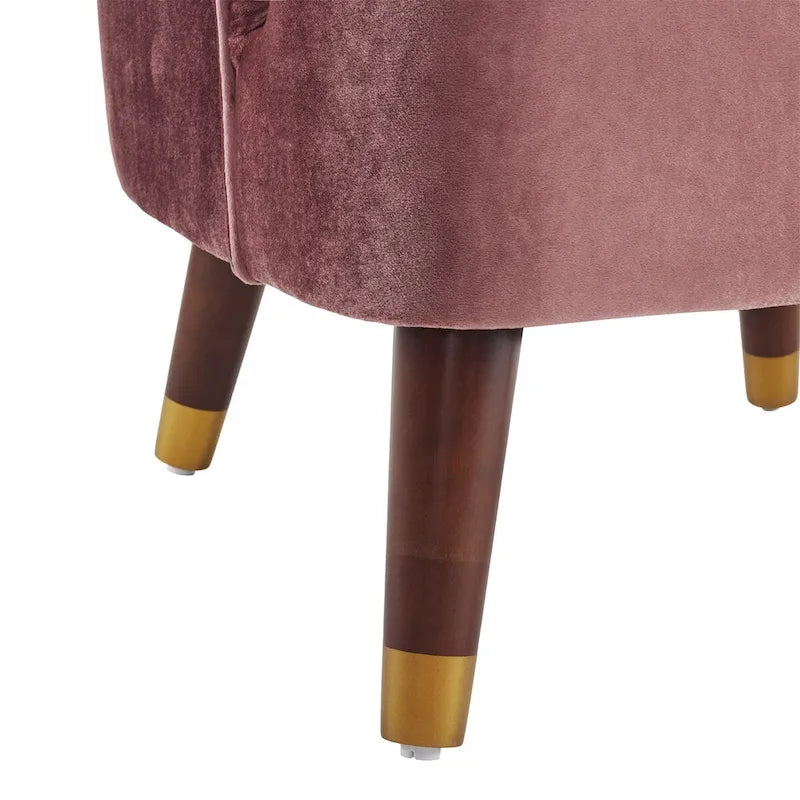 Sillón decorativo tipo barril tapizado con patas de madera