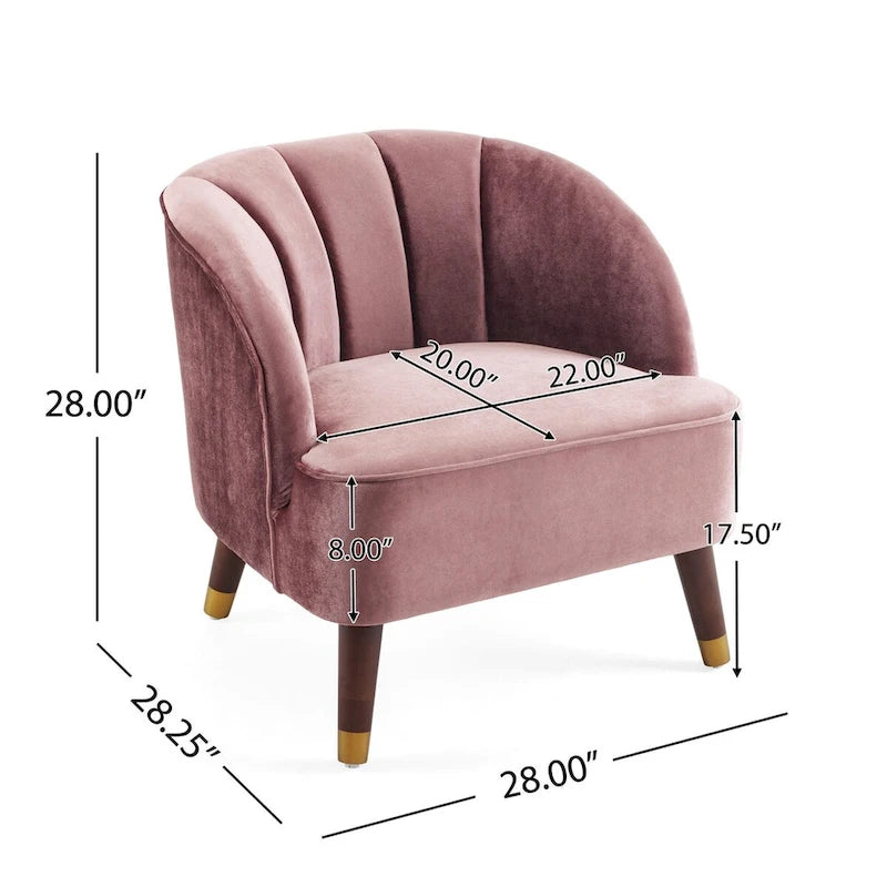 Sillón decorativo tipo barril tapizado con patas de madera