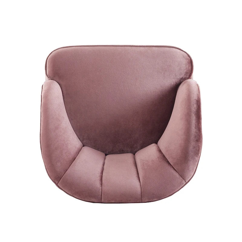 Sillón decorativo tipo barril tapizado con patas de madera