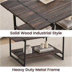2-Tier Farmhouse 41 Large Wood Coffee Table with Shelf